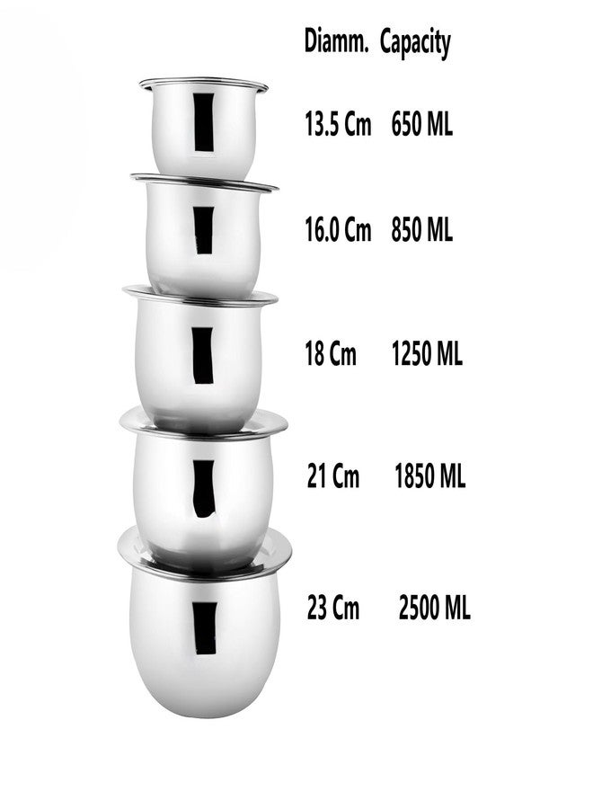كيه سي أوعية تقديم وطبخ من الفولاذ المقاوم للصدأ من كي سي | قدر برياني | طقم أواني هاندي 5 قطع مع غطاء - Image 3
